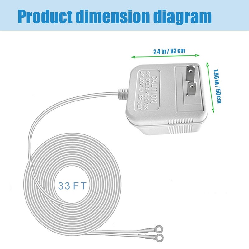 SHMDSO 18V Doorbell Power Supply Compatible with Nest Wyze Eufy Ring Doorbell Transformers 33 Feet Output Cable,18V500MA Adapter (33 Feet White) - Image 2